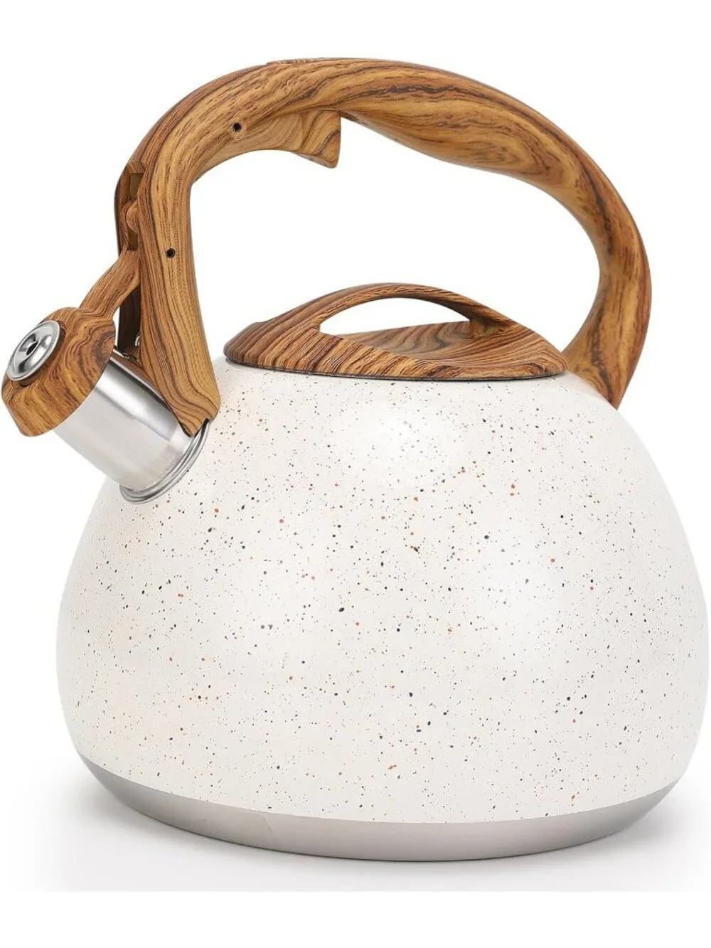 White Kitchen Whistling Tea Kettle 100 OZ / 3 L Stainless Steel Stovetop Teapot